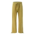 thumbnail image 4 of Women's cotton and linen leggings, high-waisted, casual, loose-fitting, straight-leg with pockets., 4 of 8