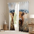 thumbnail image 3 of Manfei Rustic Flower Floral Blackout Curtains Set of 2 (52x84 Each),Country Highland Cattle Window Curtains,Western Farmhouse Curtains and Drapes For Teens,Ultra Soft Home Decor, 3 of 6
