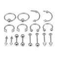 thumbnail image 2 of Surtido de 16 Aretes de material acero Inoxidable Pendientes de , Material Seguro Duradero Plata, 2 of 9