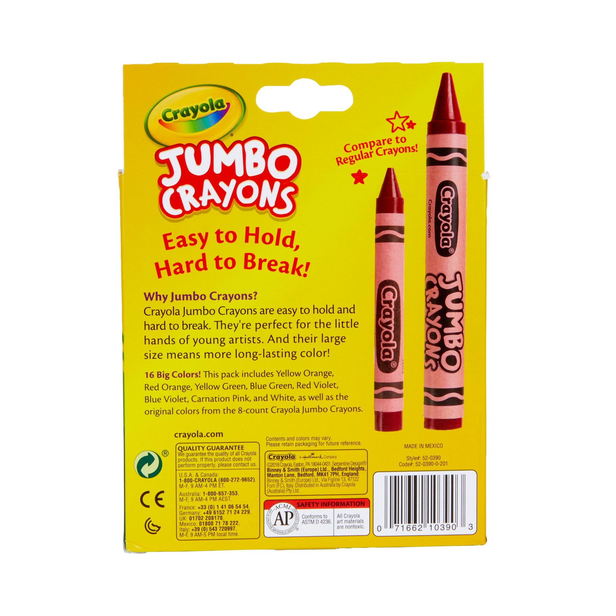 Crayones jumbo Crayola, 16 colores surtidos, útiles escolares y de manualidades 6