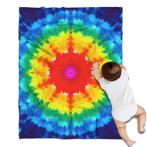 Colorful Rainbow Tie Dye Spiral Pattern Blanket,Comfortable Soft Flannel Throw Blanket,All Season,Warm Lightweight Blankets for Sofa Bed Couch Living Room Chair,30"x40"