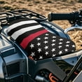 thumbnail image 3 of Uorisanigo ATV Seat Cover Soft USA Honoring Firefighter Flag 4 Wheeler Seat Cover All Season Weather Waterproof Elastic Polyester Fabric, Universal Fit Most ATV Four-Wheeler, 3 of 7