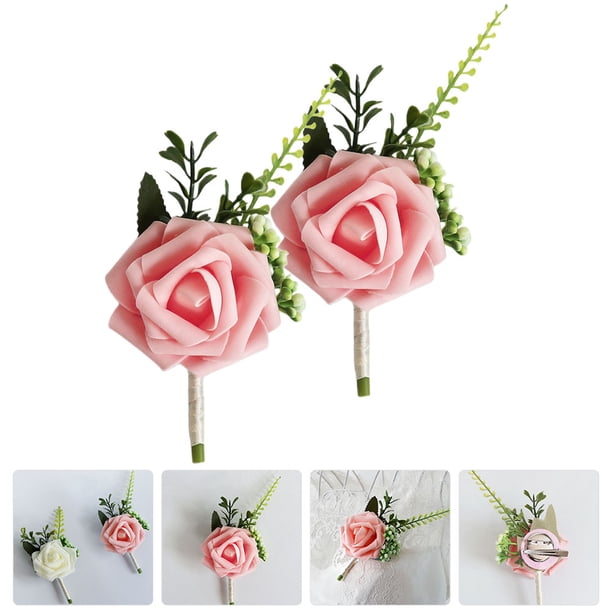unbranded 2Ud Corsage Decorativo Con Flores Simuladas Rosa Para Eventos Y Accesorios De