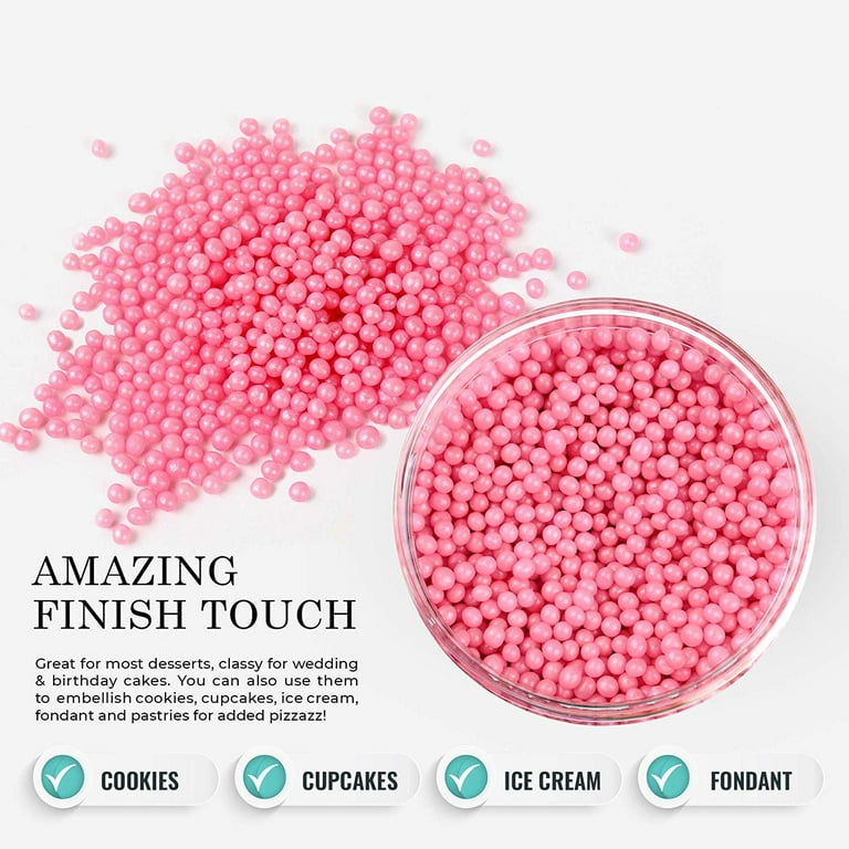 O\'Creme Pink Edible Sugar Pearls Cake Decorating Supplies for ...
