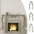 thumbnail image 1 of Enredadera Artificial Navideña con Flores Artificiales para Colgar En La Pared o La Mesa. Planta Verde de 177 Cm. Decoración para El Hogar. | Plástico | 1 Unidad | Frutos Rojos | Flores Blancas, 1 of 6