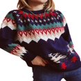thumbnail image 2 of Chandail de Noël pour Femmes en Tricot, Chandail à Manches Longues, Col Rond, Orignal, Hauts d'Hiver, 2 of 9