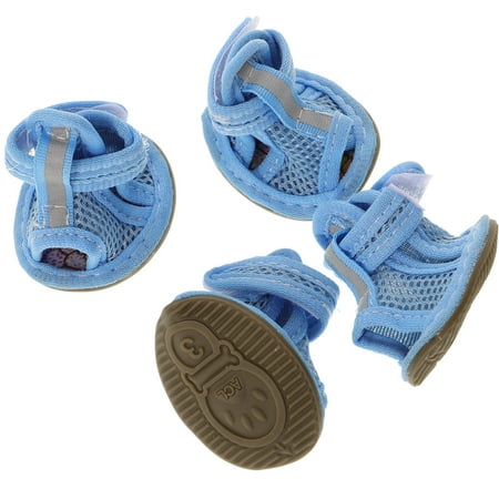 Masteelf 4 Pcs Pet Sandals Sneakers Dog Boots for Small Dogs Shoes Booties Blue