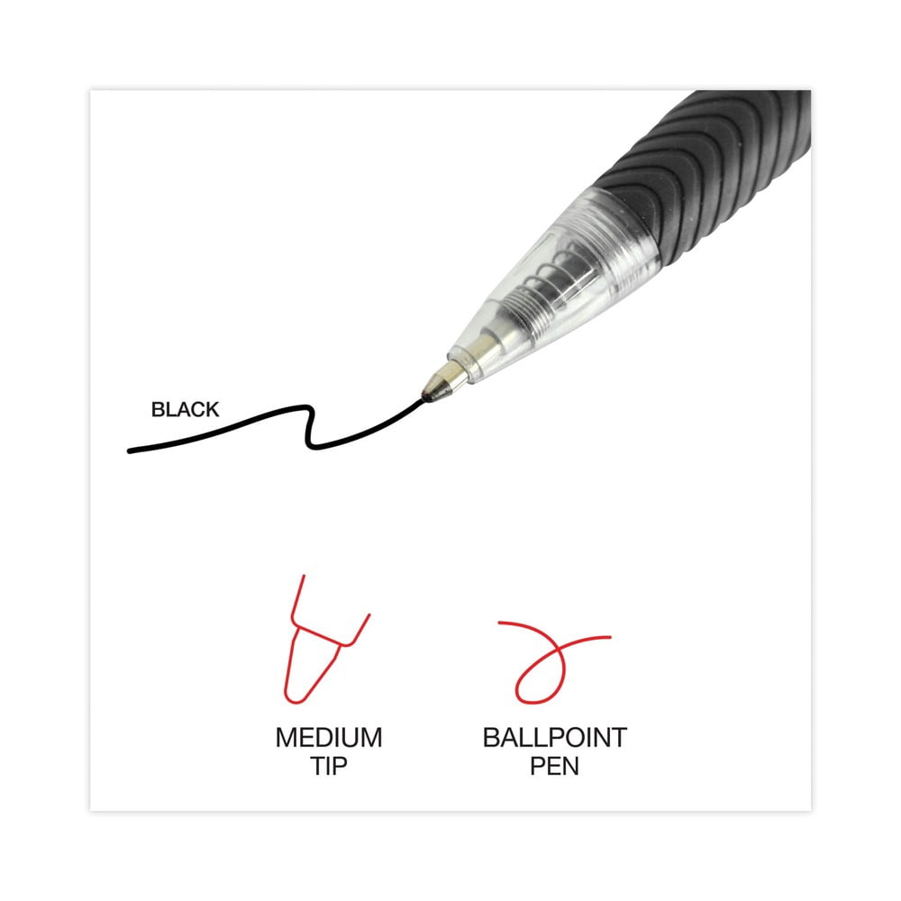 Medium 1 mm Black  Comfort Grip Retractable Ballpoint Pens (48/Pack)