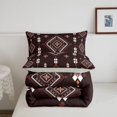 thumbnail image 5 of Homewish Boho Geometric Rhombus Full Size Comforter Sets,Bohemian Exotic Style Bedding Comforter Set,Chocolate Brown,Light Gray Reversible,3pcs,1 Comforter and 2 Pillowcases, 5 of 7