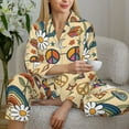 thumbnail image 4 of Goofa 70s Hippie Style Printed Women’s 2 Piece Pajama Set Super,Pajamas Women's Long Sleeve Sleepwear Soft Button Down Loungewear Pjs Lounge Set Nightwear-Medium, 4 of 9