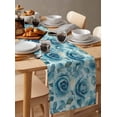 thumbnail image 6 of Tel Blue Roses Table Runner 48 Inches, Spring Botanical Leaves Bed Runner Dresser Scarves Tabletop for Indoor Outdoor Parties/Ceremony/Banquet, 13" x 48", 6 of 8