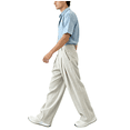 thumbnail image 3 of HBDesign Mens Linen Wide Leg Pants Casual Pleated Summer Breathable Loose Daily Trousers, 3 of 6