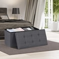 thumbnail image 6 of Favory 30 Inches Folding Storage Ottoman Bench, Ottoman Foot Rest, End of Bed Bench, Storage Chest, Load 660 lb, for Living Room, Bedroom, Entryway-30Inch Dark Gray, 6 of 18
