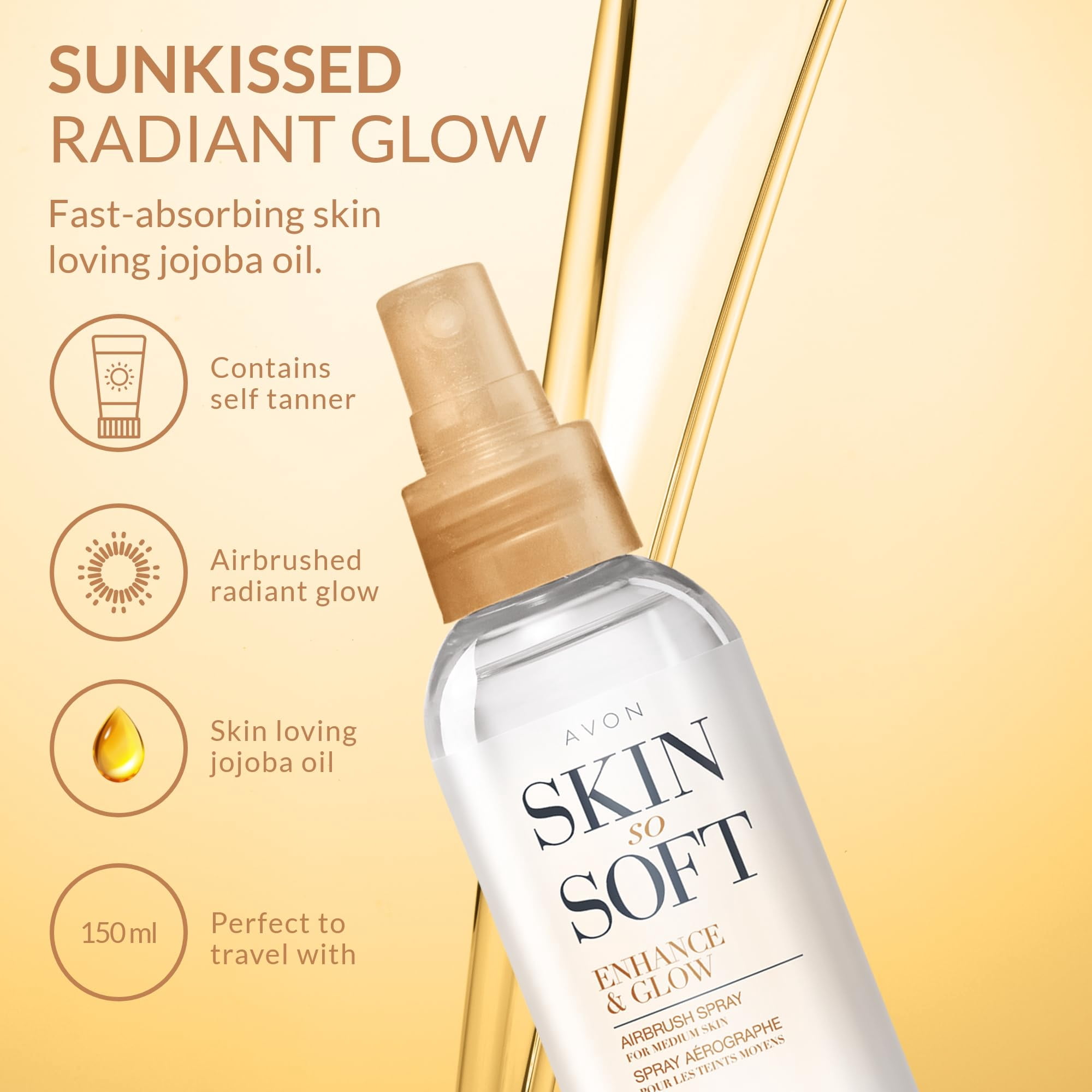 Avon Skin So Soft Enhance & Glow Airbrush Tanning Spray 5.07  fl oz - 150 ml