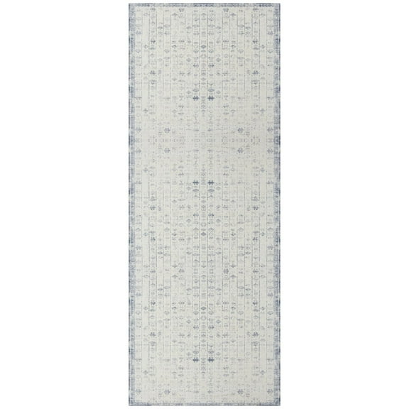 LR Home Aria Durable Performance Area Rug Indoor in Gray/Blue, 2' x 5'