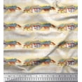 thumbnail image 1 of Soimoi White Viscose Chiffon Fabric House & Landscape Nature Print Fabric by Yard 42 Inch Wide, 1 of 3