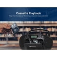 thumbnail image 4 of Emerson Reproductor de CD portátil Boombox con reproductor de casete combinado, grabadora de cinta, radio AM/FM, AUX, conector para auriculares, altavoces duales, AC/DC y funciona con pilas, sistema e, 4 of 5