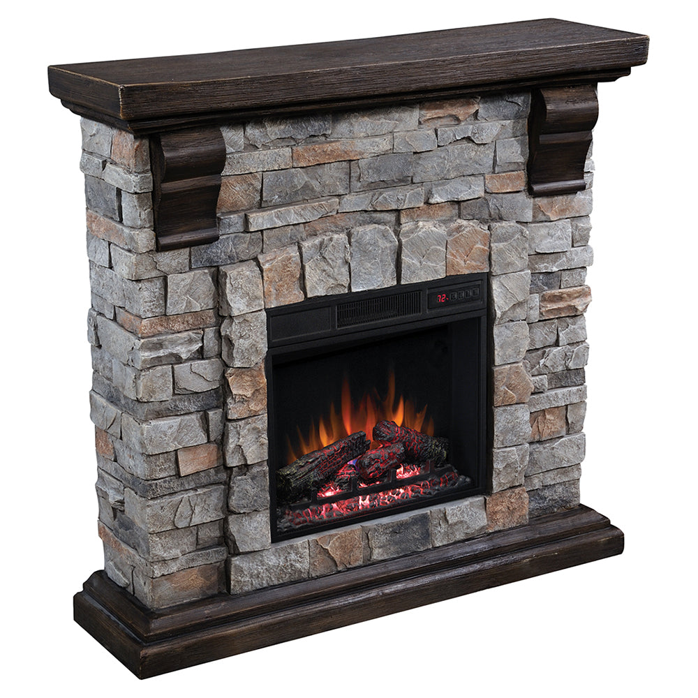 ClassicFlame Denali Stone Electric Fireplace Mantel Package in Brushed Dark Pine - 18WM10400-I601 - image 4 of 4