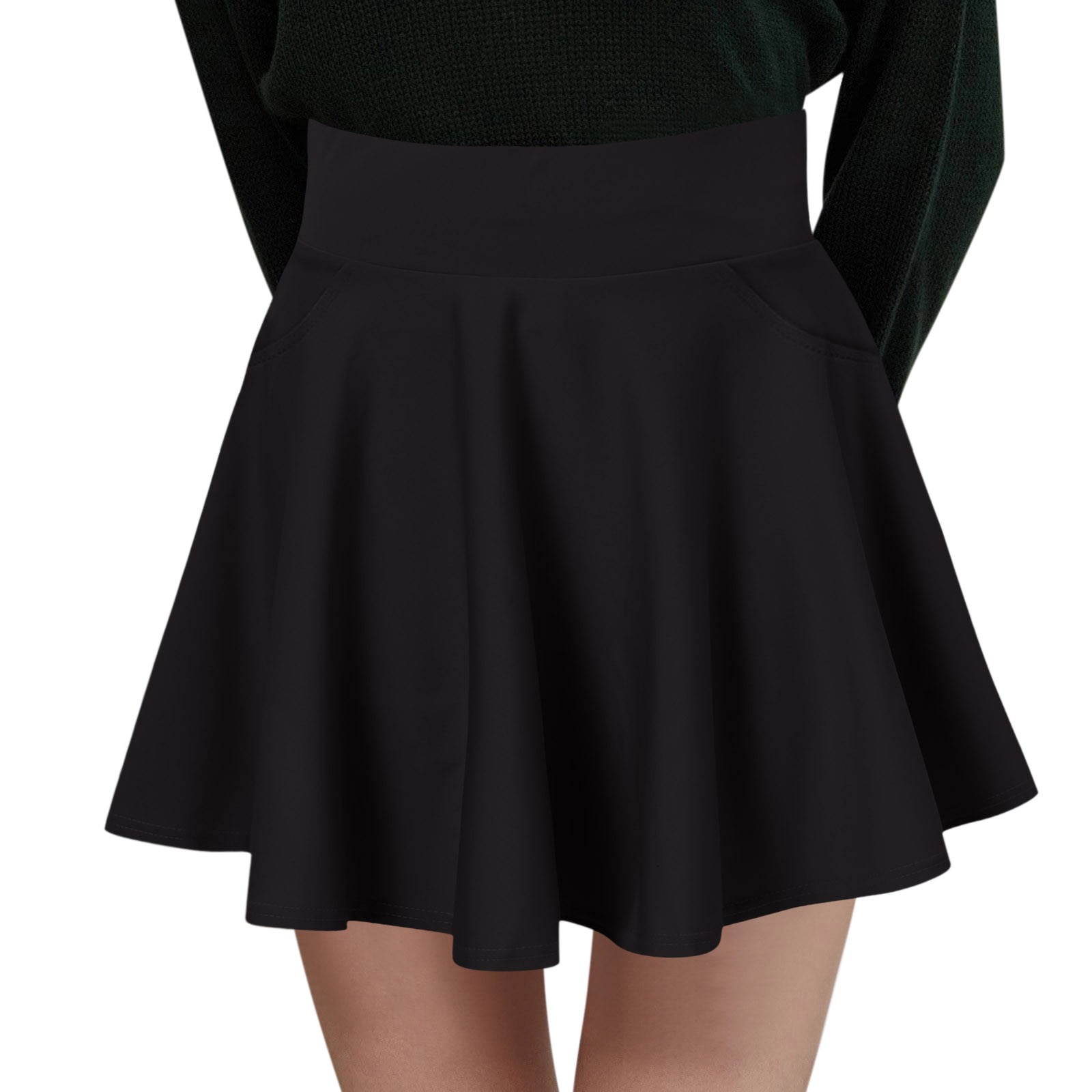 Women's Anti-Glare Pleated Pocket Skirt Solid Color Short Skirt