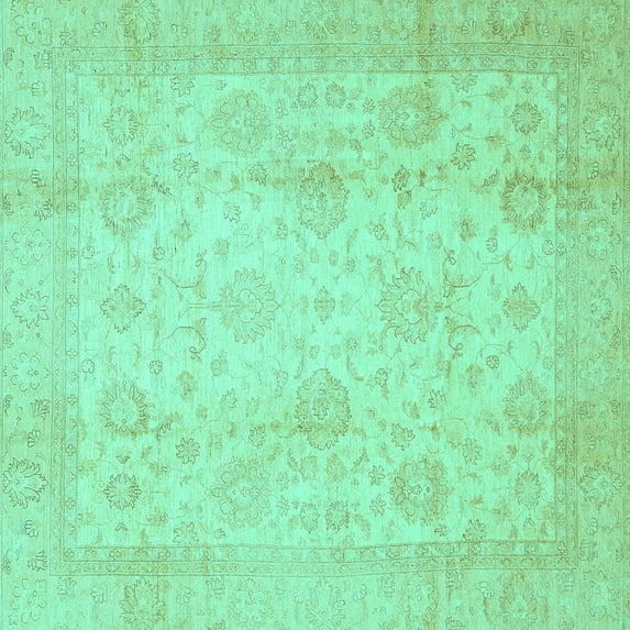 Ahgly Company Indoor Square Oriental Turquoise Blue Traditional Area Rugs, 7' Square