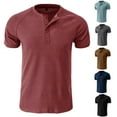 thumbnail image 5 of WREESH Men's Waffle Knit Henley Shirt Casual Solid Fashion Pullover, Short Sleeve Tops Gray, 5 of 5