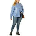 thumbnail image 6 of MODA NOVA Juniors Plus Size Outfits Fashion Button Down Denim Shirt, 6 of 7