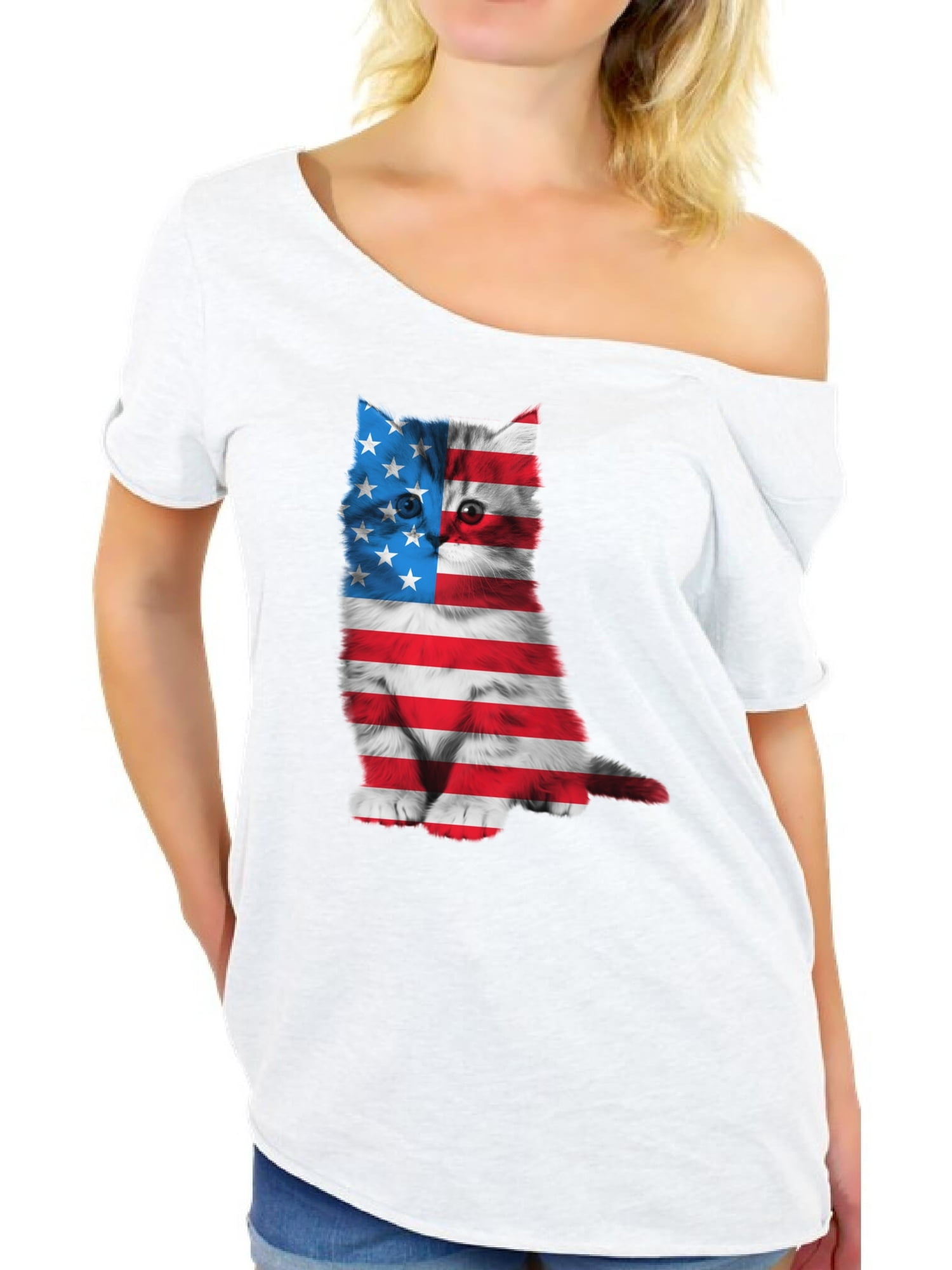 Women American Flag T-Shirt 4th of July Stars Stripes Patriotic Casual Tops Graphic Tees
