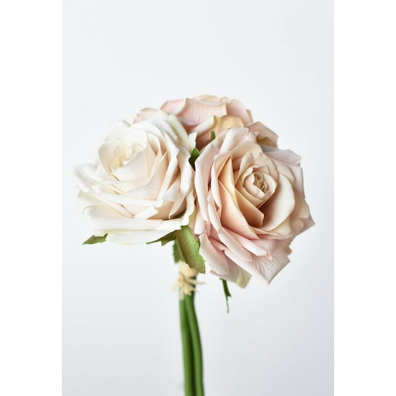 7.5" Faux Pink/Cream Rose Bundle (3)