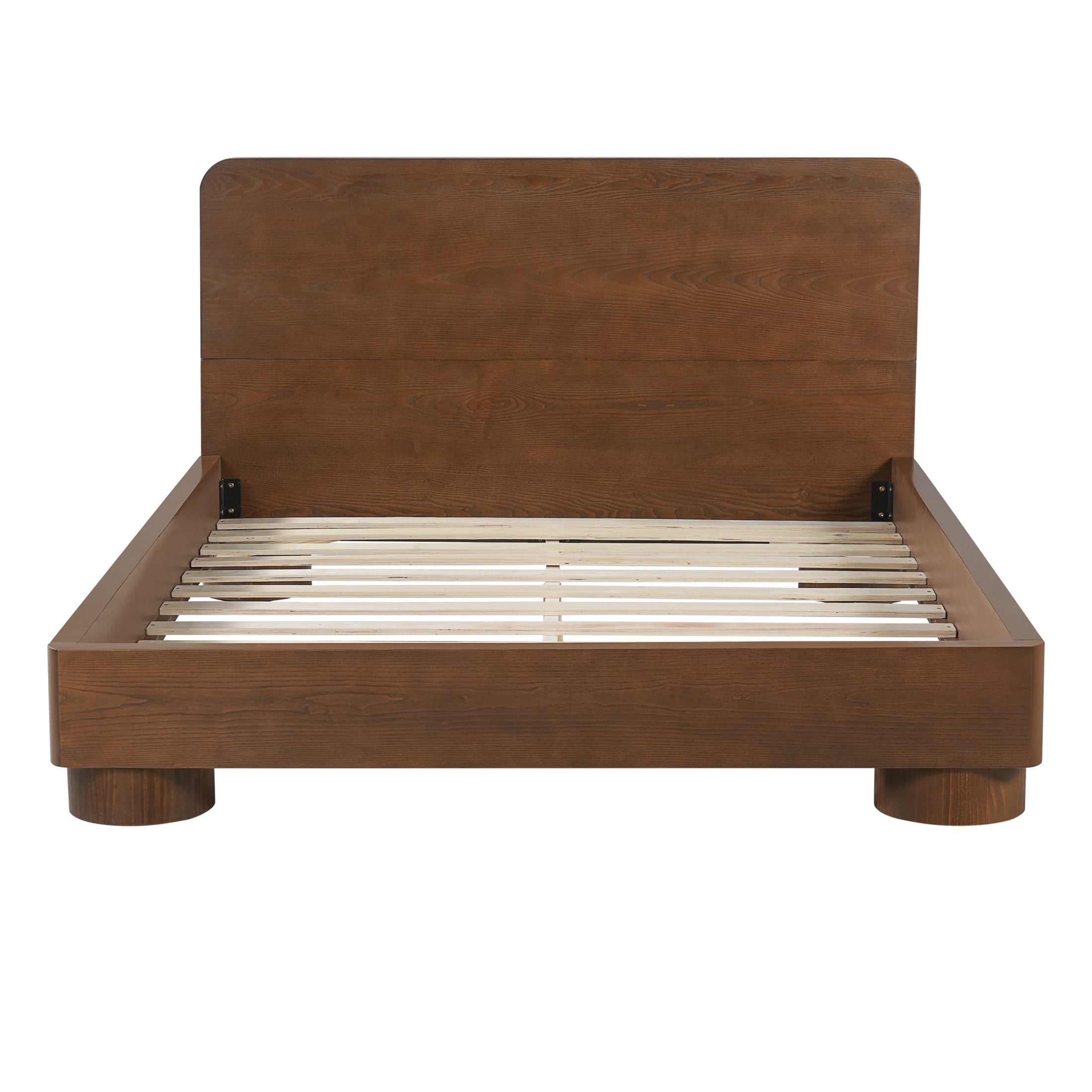 Christopher Knight Home Queen Modern Platform Bed with Rounded Headboard, Wood Frame, Walnut Finish
