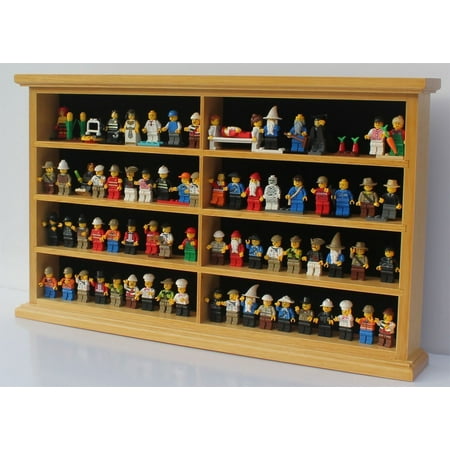 Kid-Safe LEGO Minifigures Miniature Dimensions Display Case Wall Cabinet Stand, Solid Wood