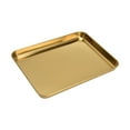 thumbnail image 1 of Stainless Steel Rectangular Tray, Exquisite Golden Portable Flat Bottom Rectangular Tray Stable Durable Multipurpose  for School for Restaurant for Hotel, 1 of 8