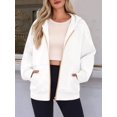 thumbnail image 3 of Hoodies for Women Sweatshirt Zip Up Hoodie Fall Fashion Trendy Long Sleeve Jackets Winter Clothing Outfits White S, 3 of 6