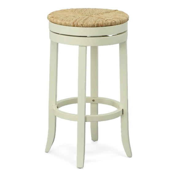 Carolina Classics Irving 30" Swivel Rush Seat Bar Stool in Antique White