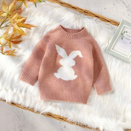 

6M-3T Baby Boys Girls Knitted Sweaters Esho Unisex Toddler Soft Warm Cartoon Bunny Pullover Sweatshirt Tops