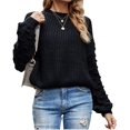 thumbnail image 1 of Womens Sweaters Pullover Oversized Deep V Neck Off Shoulder Tops Long Sleeves Loose Knit Sweater, 1 of 6