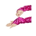 thumbnail image 4 of INSPIRE CHIC Women's Metallic Shiny Fingerless Gloves with Finger Loop Arm Warmers for Party Disco One Size Fuchsia, 4 of 6