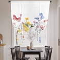 thumbnail image 4 of Pink Blue Yellow Floral Tie Up Curtain 63 Inches Long, Butterfly Wildflower Balloon Style Kitchen Window Curtain Over Sink, Small Window Rod Pocket Curtain 52"x63", 4 of 9