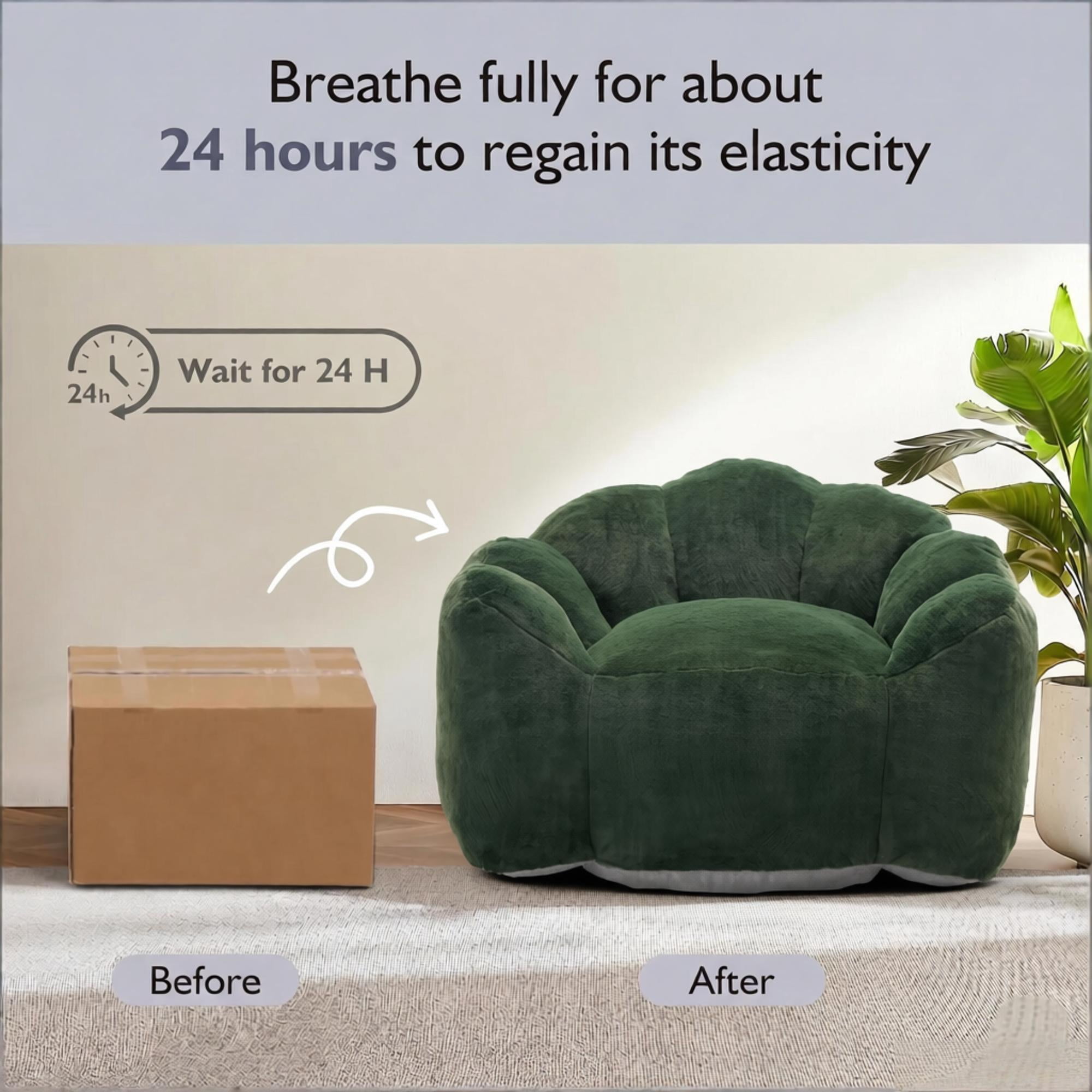 Howcool Adult Lotus Compression Bean Bag Sofa, No Assembly Easy to Move with Pull Ring for Living Room Bedroom