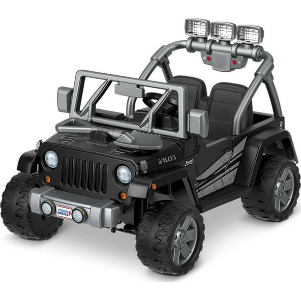 Power Wheels Jeep Wrangler Willys Battery-Powered Ride-On Vehicle with  Lights & Sounds, Black 