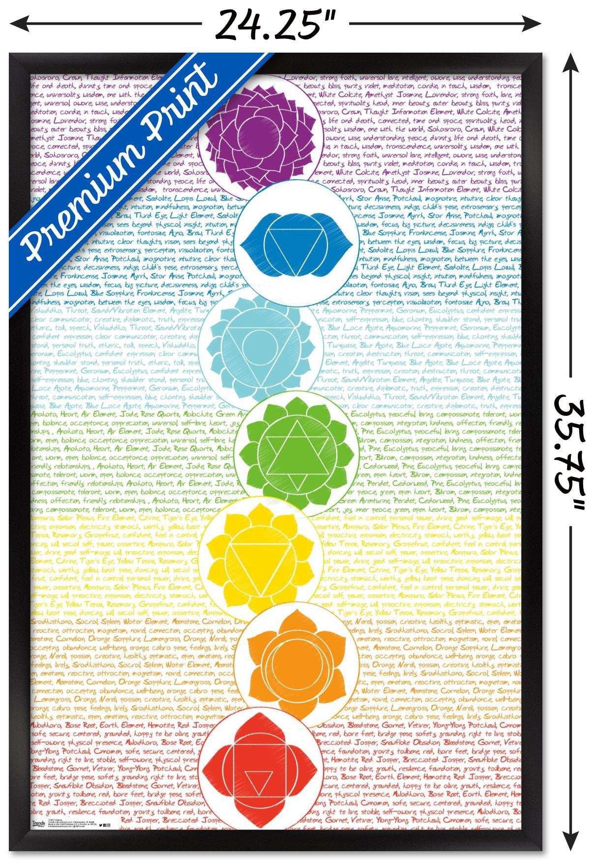Chakras Wall Poster, 22.375" x 34", Framed