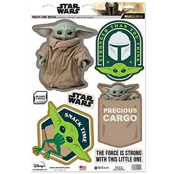 MaCarthur Mandalorian The Mandalorian A Star Wars Story The Child Multi-Use Decal 11" x 17", Multicolor, One Size (13408320)