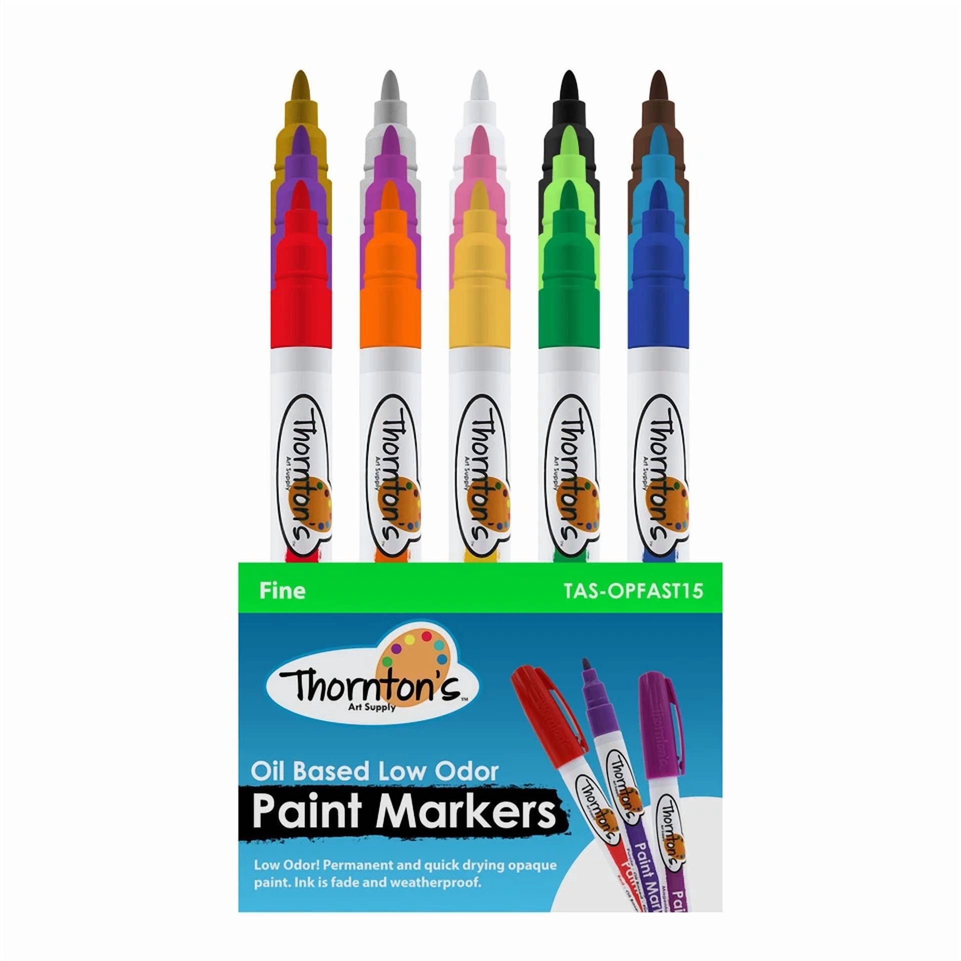 CIRCLE- 15 Thornton'S Fine Oil Based Paint Markers For Rocks, Tile, Metal, Glass, Crafts
