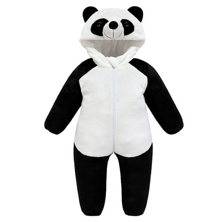 

1pc Adorable Winter One-piece Romper Panda-shaped Flannel Baby Jumpsuit