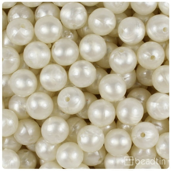 BeadTin Bridal Pearl 12mm Round Plastic Beads (60pcs)