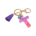 thumbnail image 1 of Hangs 2 Resin Glittering Letter Keychain Set—Stylish English Character Key Chain with Color Stitching Flowing Design for Fashion Accessories and Daily Use, 1 of 5