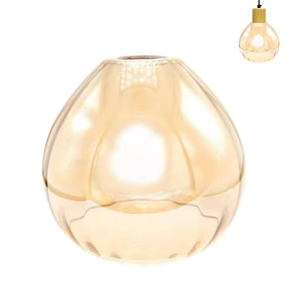 FSLiving 1-Pack 7.1" Clear Amber Glass Lamp Shade Replacement, Bell Shape Glass Lampshade Cover, DIY Torchiere Shade Decorative for Pendant Light Table Lamp Swag Ceiling Lamp Wall Sconce