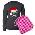 thumbnail image 5 of CafePress - Christmas Mustache Nerd - Women's Long Sleeve Charcoal Gray Pajamas, 5 of 7