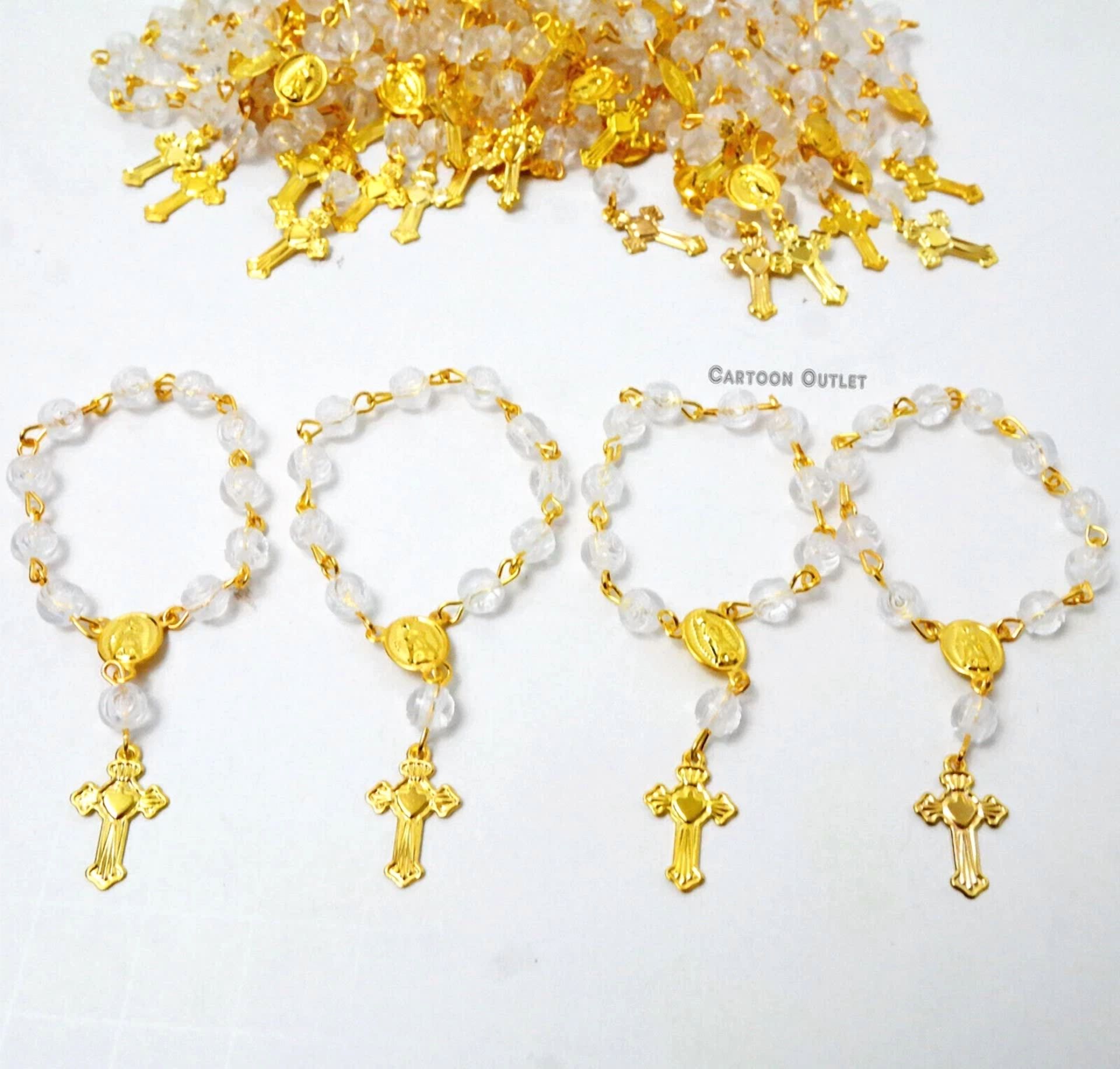 CIRCLE- 24 Baptism Mini Rosary Favors Communion Rosario Wedding Recuerdos Bautizo Boda