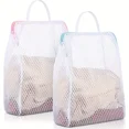 thumbnail image 1 of Bolsas de lavandería de malla de panal con asas, tela de poliéster duradera, diseño de cremallera rectangular versátil para ropa delicada, 2 uds., 1 of 6