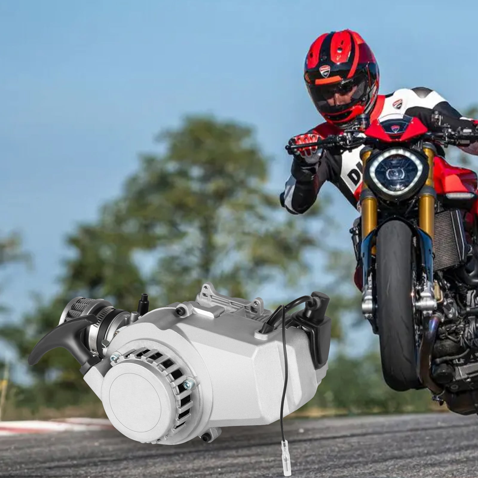 49cc Einzylinder-Komplettmotor Kit Luftgekühlt – 2-Takt Rennmotor Für Pocket Bike, Mini Dirt Bike & ATV Inkl. Vergaser & Kabelbaum